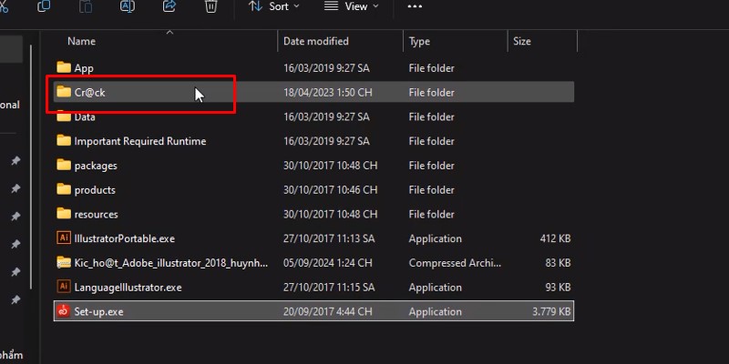 Vào thư mực kích hoạt