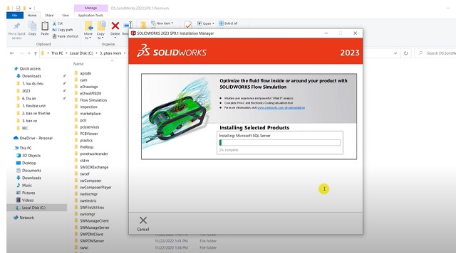 Phần mềm đang được cài vào máy