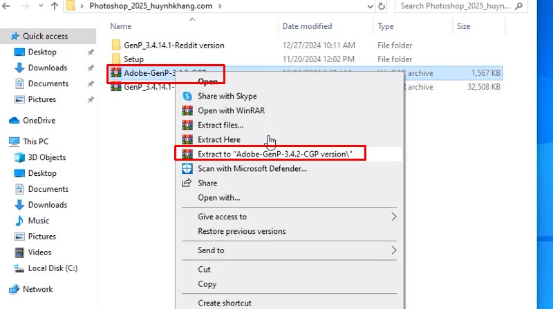 Giải nén thư mục Adobe-GenP-3.4.2-CGP