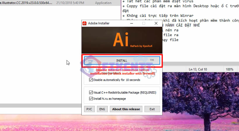 Chọn Install như hình