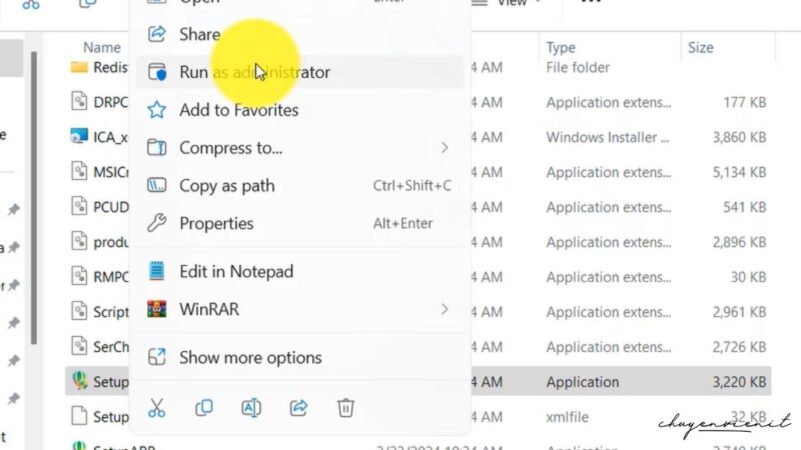 Chạy setup CorelDRAW 2024 dưới quyền admin
